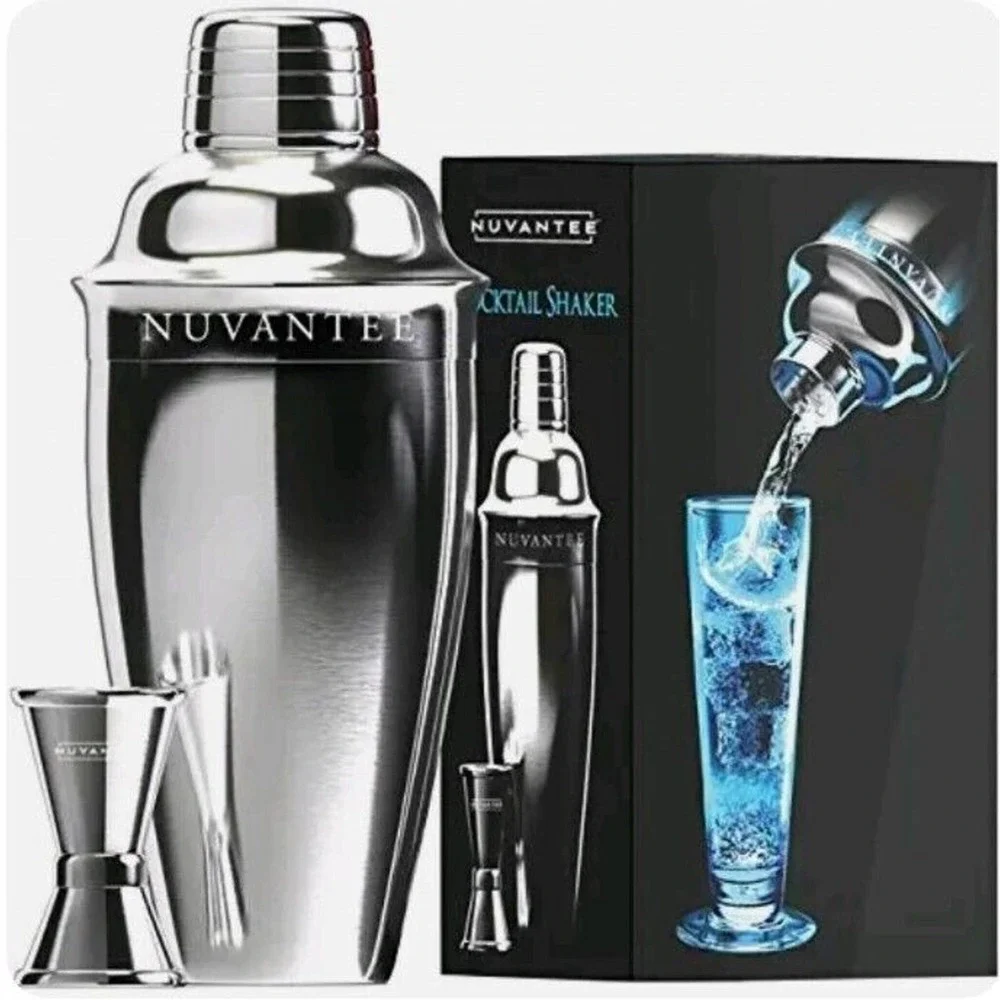 Nuvantee Cocktail Shaker Set 24 oz Martini & Drink Mixer w/ Built in Strainer